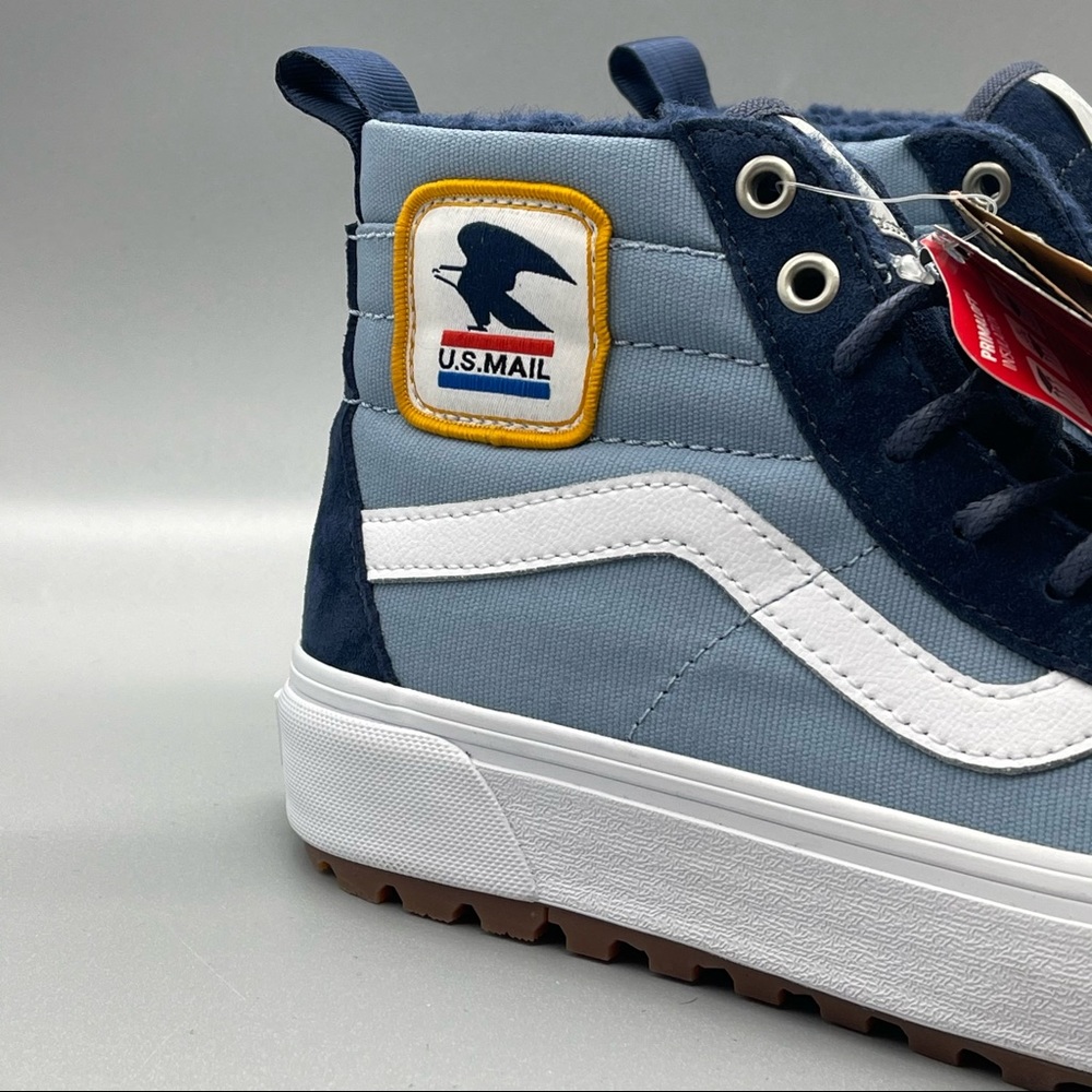 Vans Women's Blue and White High-Top Sneakers - Picture 7 of 12